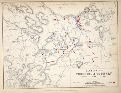 Map of the Battles of Turcoing and Tournay, Published by William Blackwood and Sons by Alexander Keith Johnston